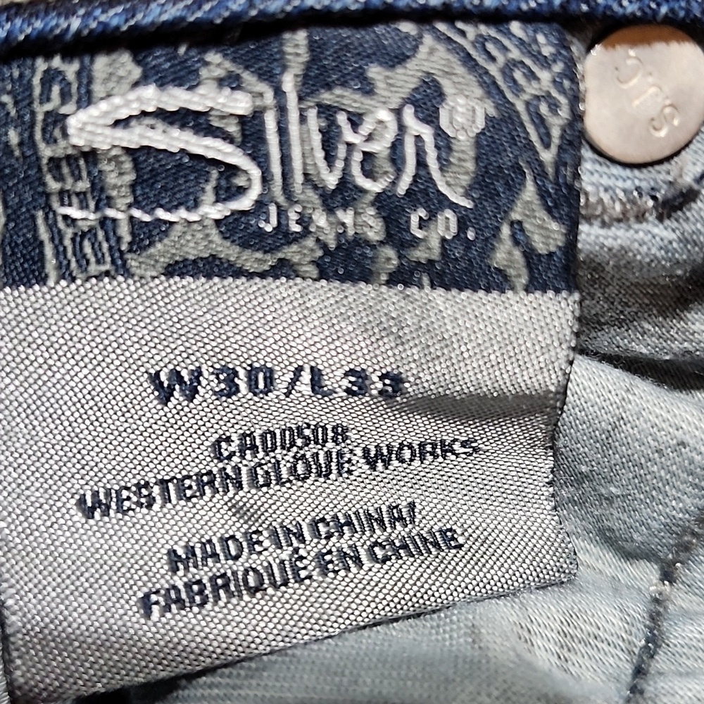 SILVER SUKI 17 MID-RISE LONG EMBROIERED BOOT-LEG DARK-BLUE DENIM JEAN - Picture 9 of 14